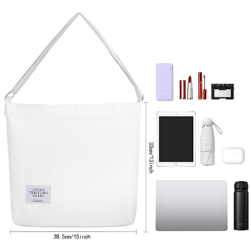 Sac à main en toile blanc zippé idéal pour les sorties décontractées - 4