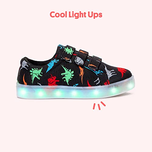 FabKids Boys Light Up Sneakers Cute Dinosaur Canvas Shoes Fashion Hook and Loop Tennie Shoes for Kids2