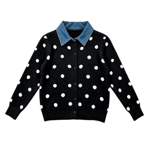 Cropped Cardigan for Women Crew Neck Polka Dot Sweater Fall Clothes - image 3