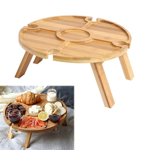 Inscrip Mesa de Vino Plegable, Mesa de Pícnic Portátil, Mesa de Vino de Madera, Mesas Pequeñas para Exteriores, Plegable, para Jardín, Exterior, Camping, Picnic, Playa, 30 cm