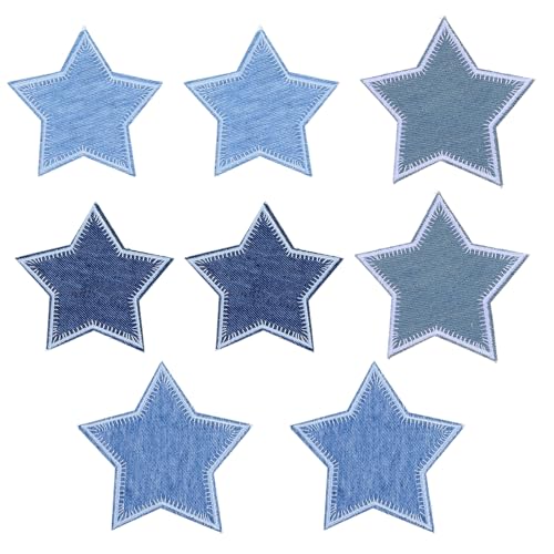 GEEHUA Lot de 8 badges thermocollants étoiles pour enfants, badges en jean de cowboy, applications brodées, badges à repasser pour décorations de...