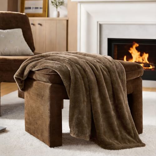 CozyLux Kuscheldecke Flauschig Decke 220x240 - XXL Flanell Kuscheldecke Groß, Weiche Sofa Decke, Warme Fleecedecke Wohndecke für 4 Jahreszeiten, Leicht Sofa Überwurf, Blanket 220x240 cm, Braun