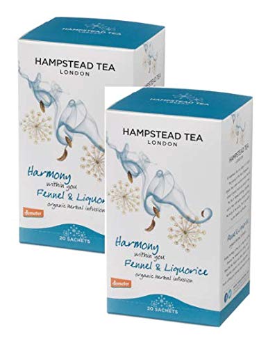 Hampstead Tea London Orgánico y Fairtrade Licor de Hinojo Infusión de Equilibrio Biodinámico / Biodinámica Orgánica e Infusión Fairtrade con Hinojo y Regaliz - 2 x 20 Bolsitas de Té (60 Gramos)