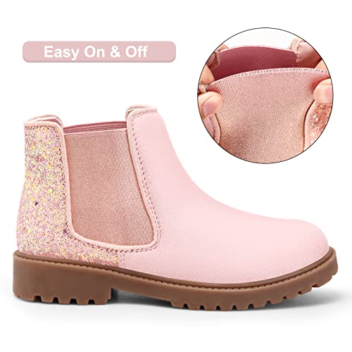 Harvest Land Girl Boots Kids Ankle Boots Warm Side Zipper Boots Low Heel Short Booties Winter Snow Boots Anti-Slip Outdoor Shoes For Little Kids/Big Kids Pink Size 3 #TOP3