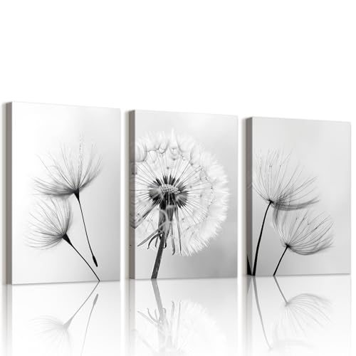 WENGTIAO 3 Piezas Diente de León Blanco y Negro Cuadros Enmarcado...