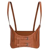 LEACOOLKEY Women Fashion Body Waist Belt Brown Steampunk Underbust Corset Belt for Dress Halloween Costume