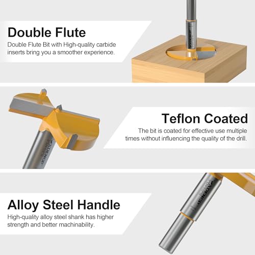 Image of 16 Pcs Forstner Bit Set, Forstner Drill Bit Set, Carbide Forstner Bit for Woodworking, Wood Drilling Hole Saw Set, Auger Opener, Hole Opener Hinge Hole Cutter for Plastic, Plywood Products