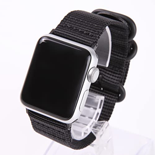 Airself Apple Watch 対応ベルト コンパチブル 時計バンド NATOベルト アップルウォッチ交換ストラップ iWatch 38mm 40mm 42mm 44mm Watch Series 6/SE/5/4/3/2/1に対応 (38mm/40mm/41mm, ブラック(黒バックル))