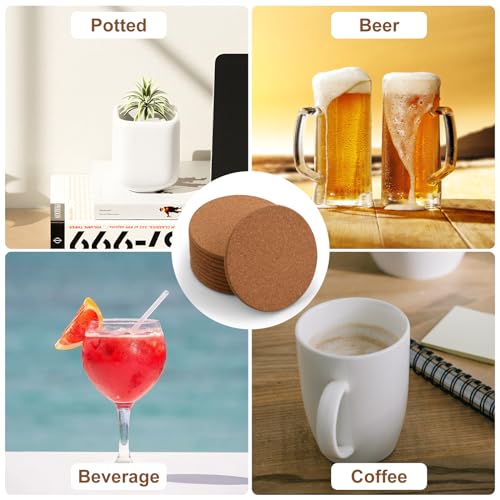Lot de 10 Dessous De Verre Liege Rond, Dessous De Verre en LièGe RéUtilisables, sous-Verres pour Le Thé, Le Café, Les Cocktails, Les Accessoires De Bar, La Maison, Le Bureau, Le Restaurant – Image 3