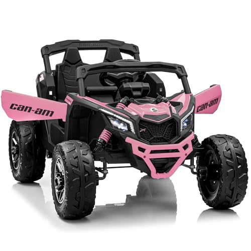 KerryYoo SU5 24V Ride on Toys for Big Kids,4x200W,2 Seater Electric Ride on UTV 4WD/2WD,EVA Rubber Tires,4x4 Shock Absorbers,Remote Control,Licensed Can-Am,Bluetooth - Pink