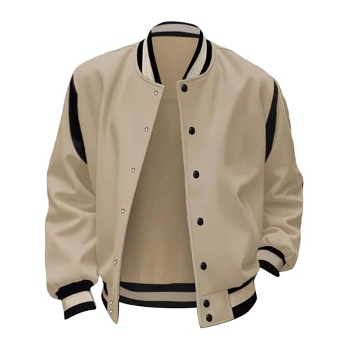 GOKKILRW Jackets for Men Button Down Casual Varsity Jacket Baseball Athletic Letterman Bomber Coat Fall Stylish Light Outwear3