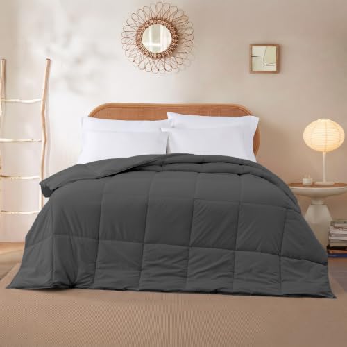 Image of Modern Threads Comforter Duvet Insert, Reversible Quilted Down Alternative Comforter with Corner Tabs, All Season Bedding, King, Dark Gray