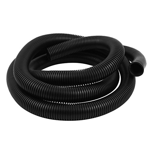 Aexit 35mm Dia Tube Fittings 2.6M Length PVC Opened Flame Retardant Corrugated Hose Microbore Tubing Connectors Tube Black