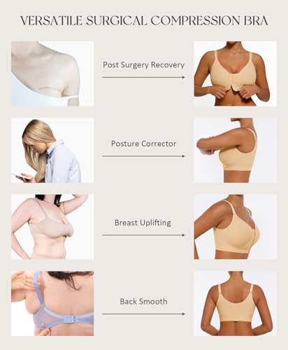 Image of FeelinGirl Post Surgery Bras for Women Front Closure Mastectomy Bras Surgical Wireless Full Coverage Compression Bra
