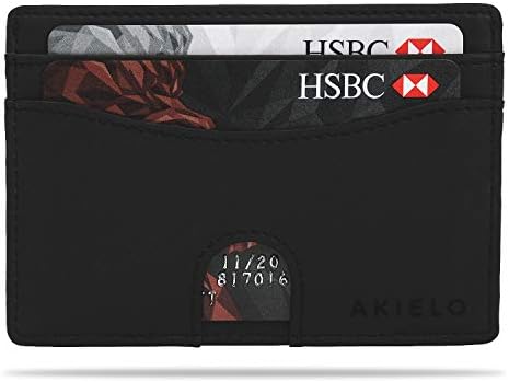 AKIELO Minimalist RFID Blocking Card Holder and Gift Box  Mens Credit Card Wallet  Compact and Slim Wallet (Echo Collection)