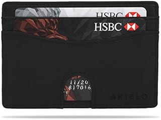 AKIELO Minimalist RFID Blocking Card Holder and Gift Box  Mens Credit Card Wallet  Compact and Slim Wallet (Echo Collection)