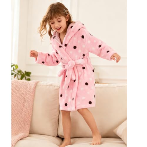 Image of Kids Bathrobe Hooded Plush Fleece Robe for Girls Boys