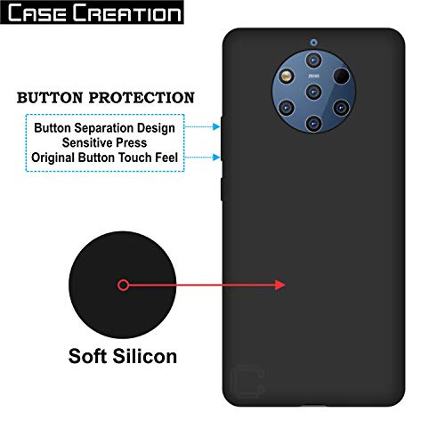 Image of Case Creation for Nokia 9 PureView 2019 Back case, Nokia 9 PureView Slim Flexible Smart Look case with 360 Camera All Angle Protection (Pure Black)