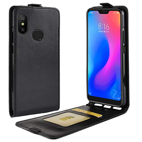 HualuBro Funda para Xiaomi Mi A2 Lite, Funda Libro de Protectora Cuero PU con Cartera Flip Cover Magnético Carcasa para Xiaomi Mi A2 Lite Case (Negro)