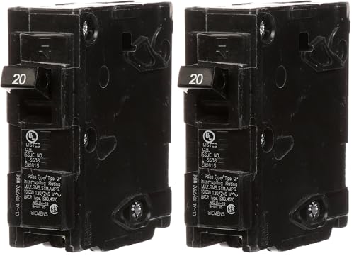 Image of SIEMENS Q120 20-Amp Single Pole Type QP Circuit Breaker,Black (Pack of 2)