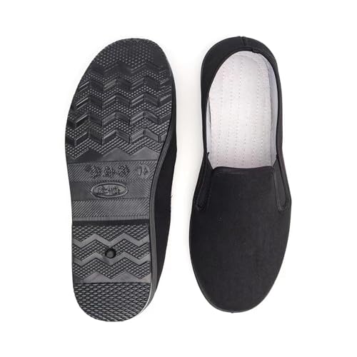 WZNKXFC Kampfsport Stoffschuhe traditionelle chinesische Tai Chi Kung Fu Schuhe Herren und Damen Segeltuchschuhe Black EU Size 43