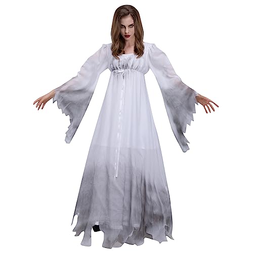 Generisch 2025· Disfraz de novia de Halloween para mujer, vestido de novia espeluznante (blanco XXL)