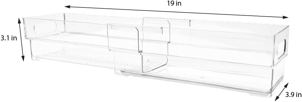 Isaac Jacobs 2-Pack Clear Expandable Storage Bins - Extra Small, 11"-19" L x 3.9" W x 3.1" H, Plastic Organizer with Cut-Out Handles, Adjustable Length from 11-19" for Home, Kitchen & Office - Image 3