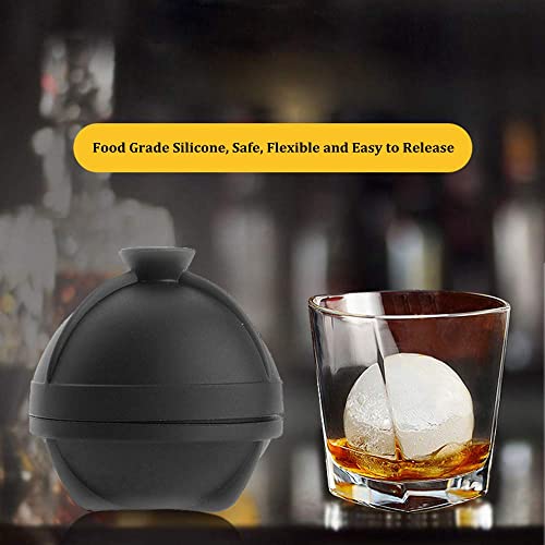 Helpcook Round Ice Cube Mold Set Of 6 - Silicone Ice Ball Maker Mold With Built-In Funnel - Whiskey Ice Molds - Make 2.5 Inch Big Ice Sphere For Whiskey & Cocktails,Food Grade And Bpa Free #TOP6