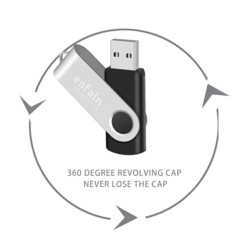 Image of Enfain USB 3.0 32GB Flash Drive Shareable 10 Pack for Universal Data Storage at Home & The Office, Write Speed 25MB /s, Read Speed up to 90MB /s (Black)