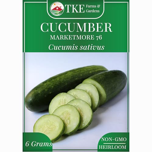 TKE Farms & Gardens - Marketmore 76 Cucumber Seeds for Planting, 200+ Non-GMO Heirloom Seeds, Grow Crisp, Sweet Cucumbers with a Long Harvest Window, Easy to Grow, Includes Instructions