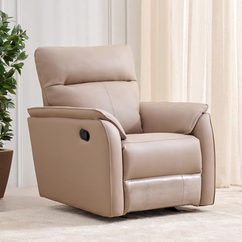 Image of Home Centre | Halley | Rocking Recliner | Faux Leather | 1 Seater Recliner | Beige | 1 Year Warranty