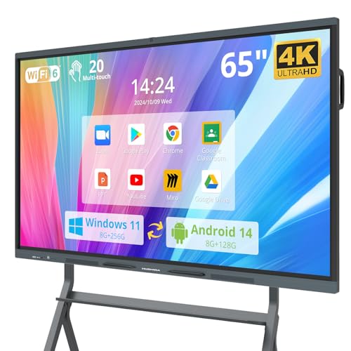 Image of 65 Smart Board, 4K UHD Interactive Whiteboard Built in Dual System and 48MP Camera, All in One Digital Whiteboard for Home, Classroom and Business (Wall Mount Included)