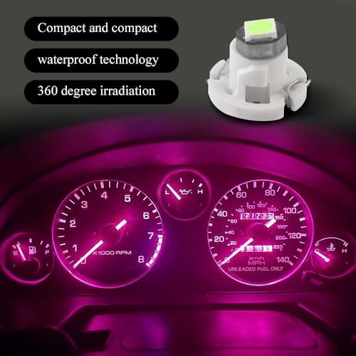 Image of 10PCS T4.2 Led Bulb Neo Wedge 10mm Base, Car Interior Dash Light, 12V IP65 Waterproof 3030 Chip LED Super Bright A /C Indicator Light, Climate Control Switch Indication Bulb for Cars (Pink)