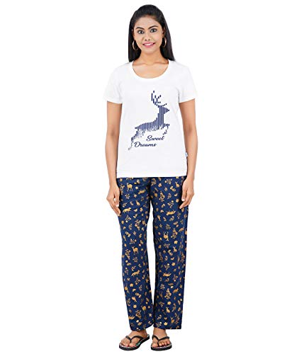 Image of Pride Apparel Womens Night Dress Cotton T-Shirt and Printed Pyjama Set