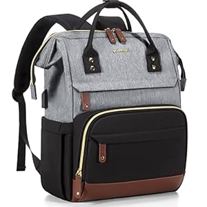 LOVEVOOK Laptop Backpack for Women, 15.6 Inch Work Business Backpacks Purse with USB Port, Large Capacity Educators Nurse Bag Backbag, Waterproof Casual Daypack for Travel, Black-Grey-Brown