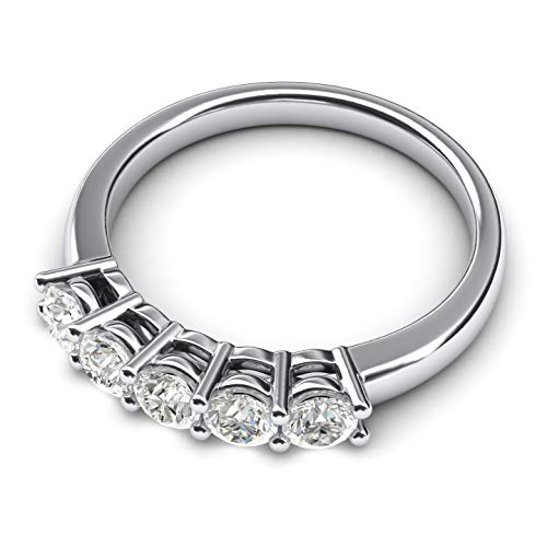 Solid Sterling Silver Eternal Five Stones Anniversary Ring Simulated Brilliant Diamonds Eternity ring 1.25ctw for Women2