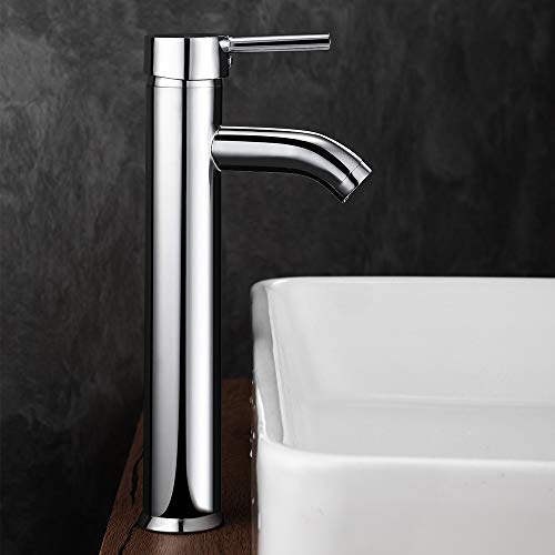 GAVAER-Grifo-de-Lavabo-Grifo-de-Bano-Durable-Grifo-de-Lavabo-Alto-Lavabo-Practico-Monomando-Grifo-Valvula-De-CeramicaGrifo-Mezclador-Agua-Fria-y-Caliente-Metales-de-Cromado-Grifos-Fregadero