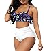 GETELINSENG Rainbow Moon Skull Print Bathing Suit Top for Women Elastic Strappy Swimsuit Tops Y2K Fashion Back Button Bikini Suit