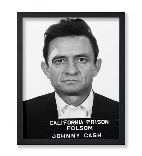 Poster Master Johnny Mugshot Print - Country Singer Portrait Poster - Black and White Photography Art - Celebrity Wall Design - Great Music Room or Office Decor - 8x10 UNFRAMED Wall Art