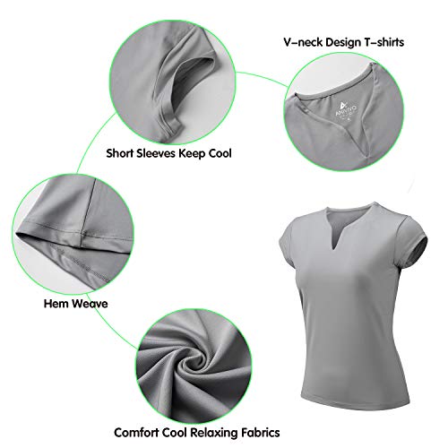 Anivivo Tennis Shirts For Women Short Sleeves,Golf T Shirts V-Neck Running Shirts(Lightgrey,3Xl-1) #TOP3