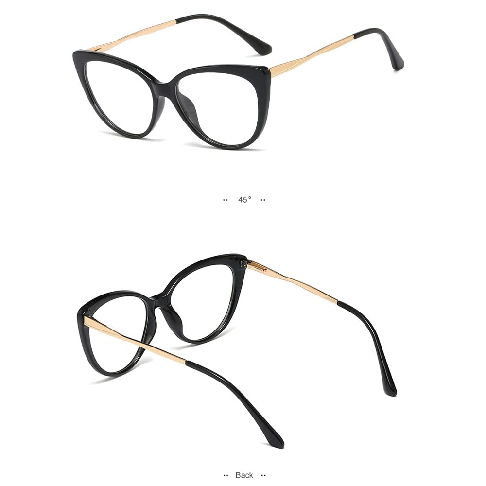 FREAZE 1,5 occhiali da lettura con occhio di gatto, montatura grande, alla moda, per la lettura, unisex, per computer, anti-stanchezza (colore: nero, dimensioni: 2,0X)