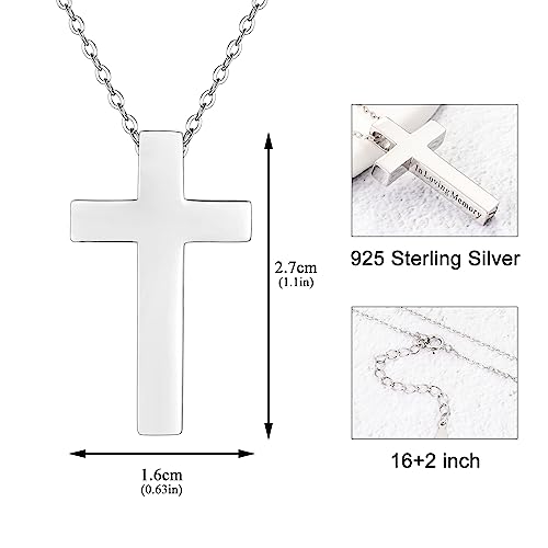 XIUDA 925 Sterling Silver Cremation Jewelry Memorial Cross Urn Necklace for Ashes Keepsake Urns Pendant Necklace for Men Women3