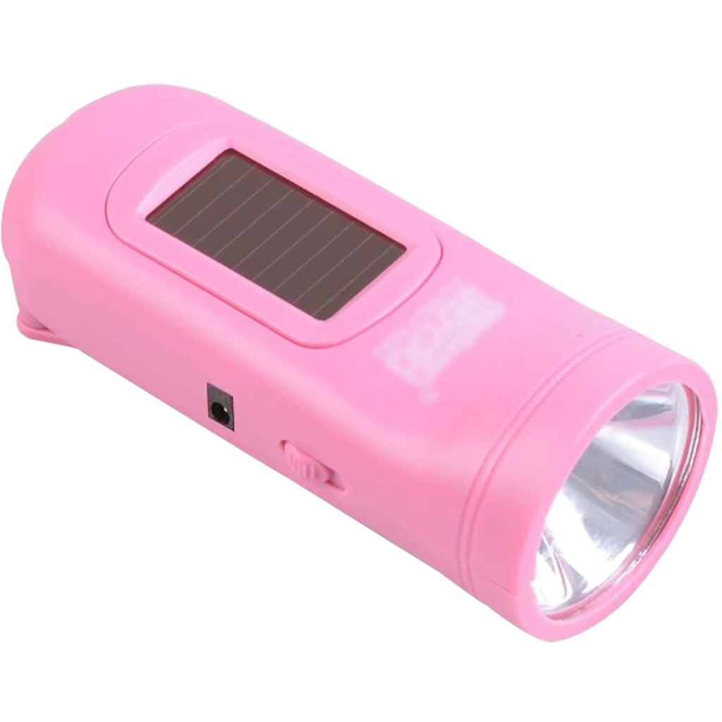 Generico Torcia Solare Ricaricabile per Esterni, Torcia di Emergenza A Manovella, Torcia Manuale Alimentata Tramite USB per Uso Domestico, Plastica ABS, per Terremoti, Incendi(Pink Color,3pcs)