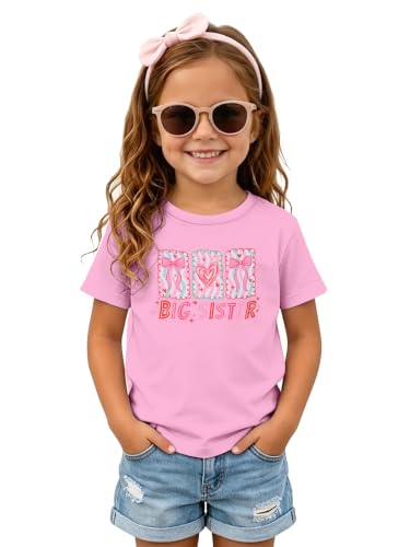 Image of Funnycokid Big Sister Shirts for Girls Pregnancy Announcement Toddler Promoted to T-Shirt 1-7 Years