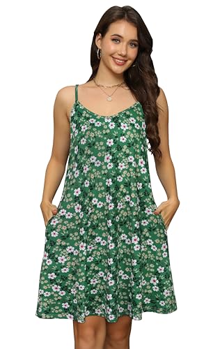 Image of elescat Womens Summer Dresses Spaghetti Strap V Neck Casual Sleeveless Sundress Beach Cover Ups with Pockets 2026