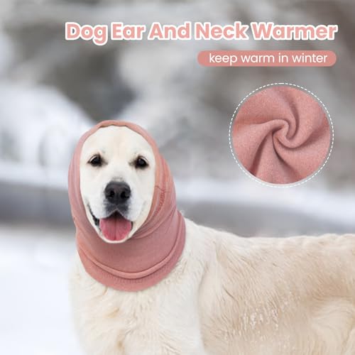 Image of BRKURLEG Dog Calming Hoodie, Ear Muffs for Noise Protection, Dog Head Cover Sleeves Ears Covers, Pet Ear Covers Hood for Anxiety Relief, Hematoma, Grooming and Force Drying, Pink, M