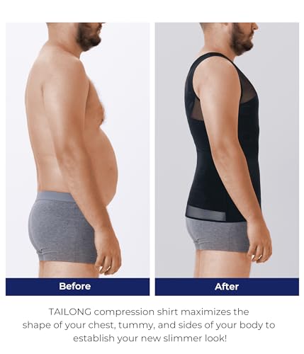 TAILONG Compression Shirt Men Shapewear Slimming Body Shaper Vest Workout Tank Top Undershirt4