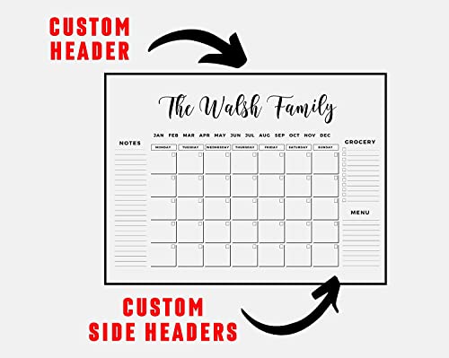 Family Name Calendar Personalized Acrylic Wall Calendar - Personalized Dry Erase Board, Horizontal Wall Calendar, Monthly And Weekly Calendar, Housewarming Gift, Goals, To Do #TOP5