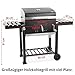 HECHT Grill Holzkohlengrill mit Grillrost – XXL BBQ Grill mit Deckel – mobiler Grillwagen mit klappbaren Ablagen – Grillrostverstellung –Thermometer – Flaschenöffner