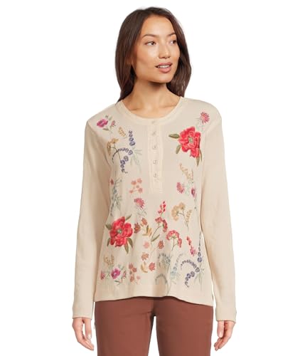 Johnny was Women's Mixed Media Henley Thermal